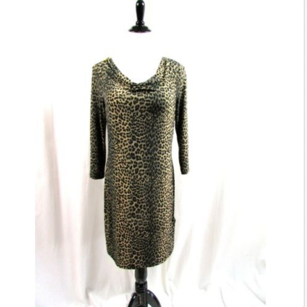 Michael Kors Leopard Animal Gold Zipper Dress